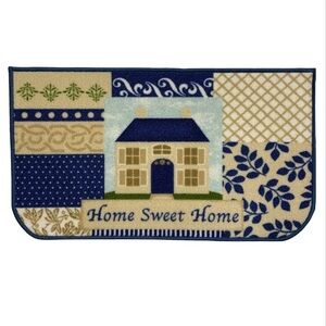 Better Home Home Sweet Home Mat Printed Rug Low Profile 18”X30” Blue Multicolor